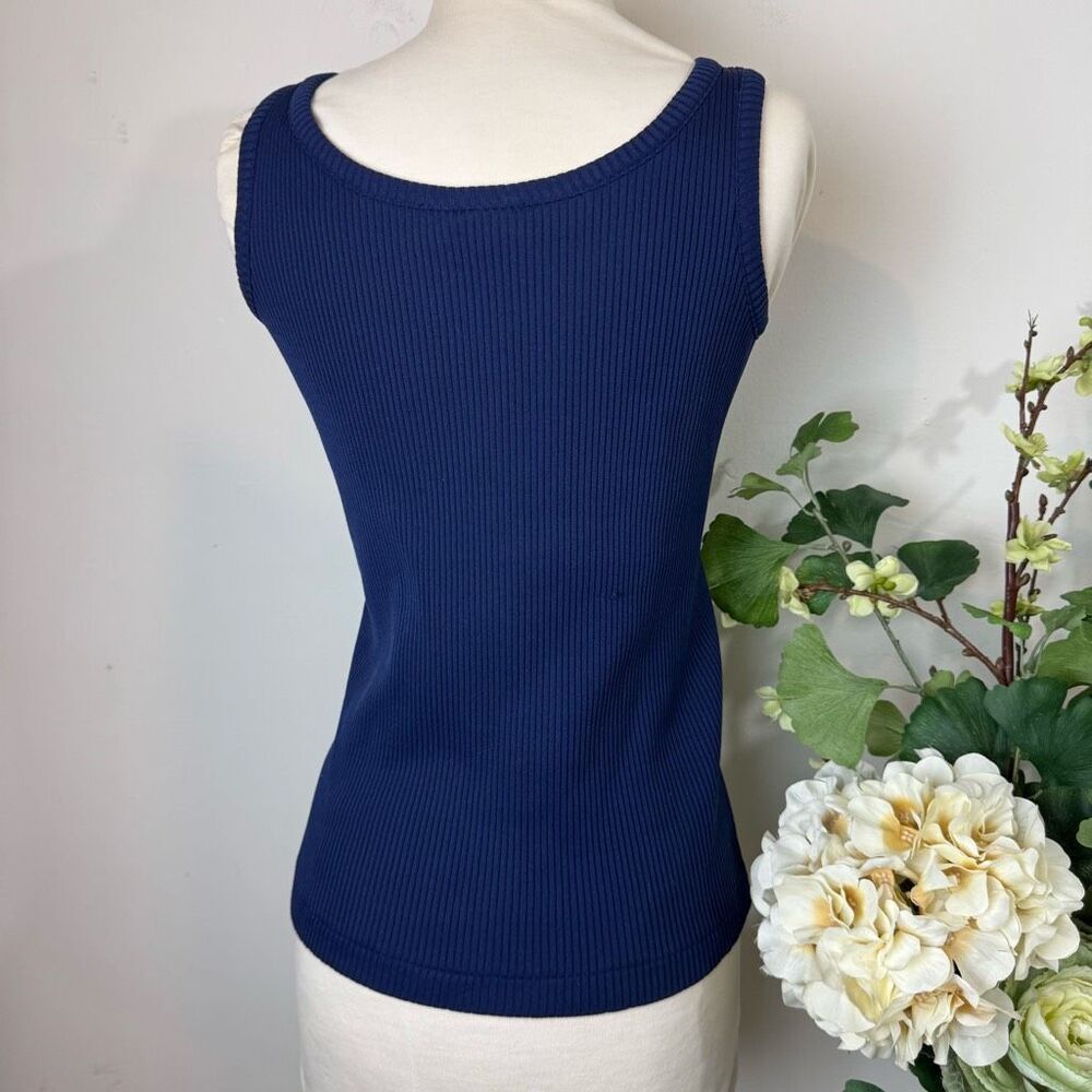 VINTAGE 70s | navy ribbed tank top | Donnkenny | medium - Picture 5 of 10